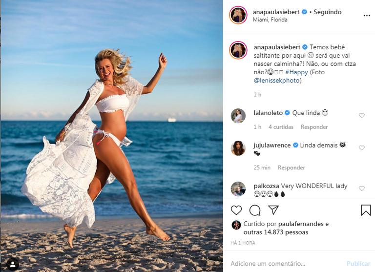 Em Miami, Ana Paula Siebert exibe barriga de grávida e encanta