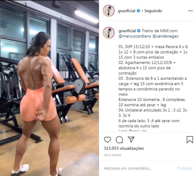 Gracyanne Barbosa faz resgate de calcinha em treino