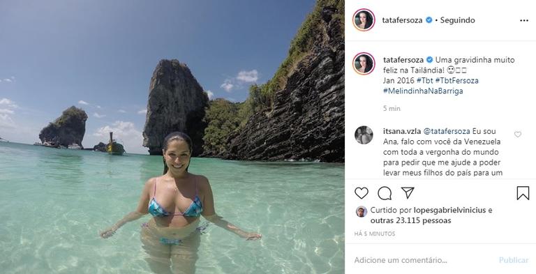 Thais Fersoza mostra foto de sua primeira gravidez e encanta