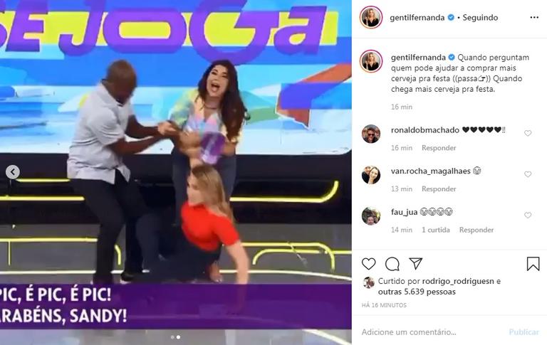 Fernanda Gentil usa seu tombo como piada nas redes sociais