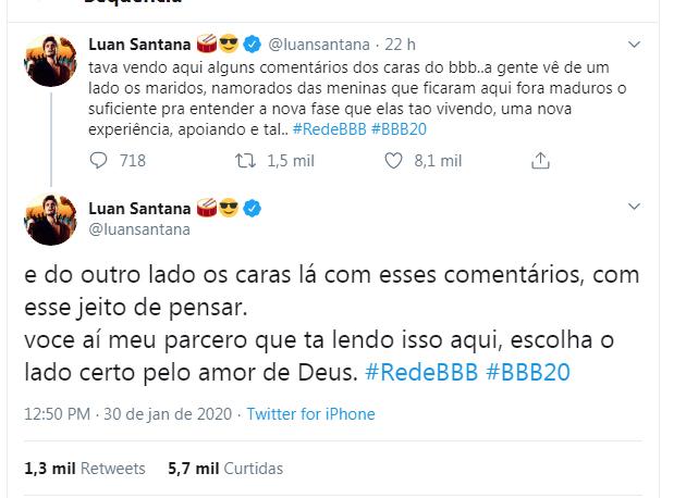 Luan Santana opina sobre os homens do BBB20