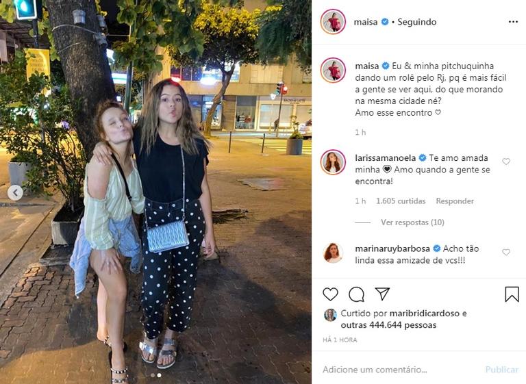 Maisa se declara para Larissa Manoela depois de rolê no Rio