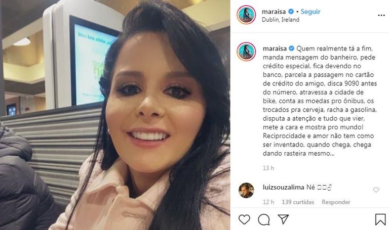 Maraisa faz post sobre amor