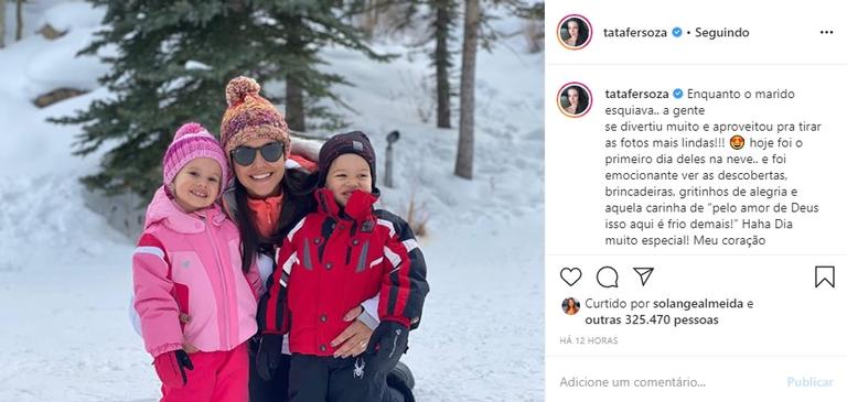 Thais Fersoza mostra momento fofo ao lado dos filhos na neve