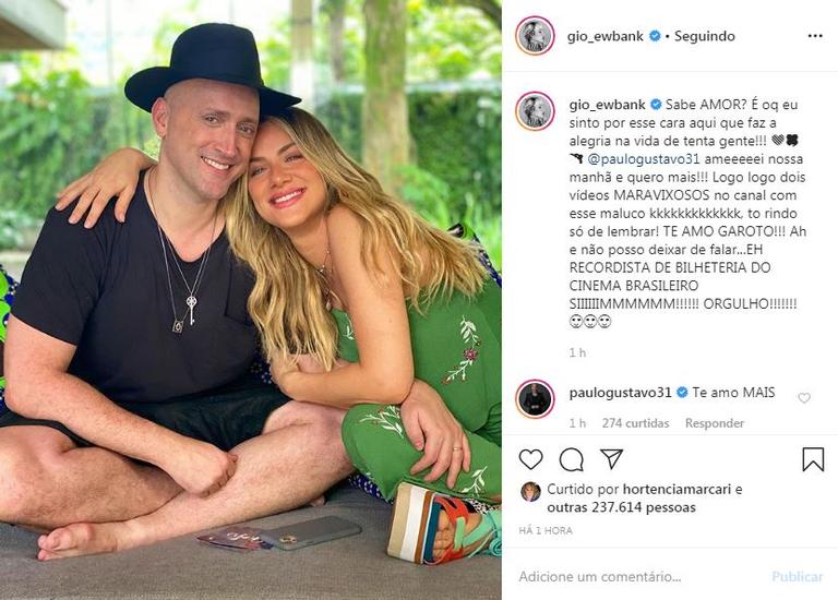 Giovanna Ewbank se declara para Paulo Gustavo