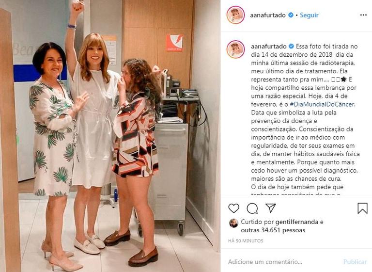 Ana Furtado relembra tratamento de câncer