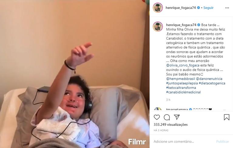 Henrique Fogaça comemora ao ver progresso da filha