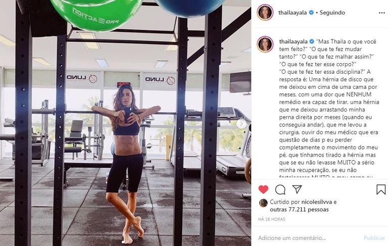 Thaila Ayala conta sobre cuidados com a saúde