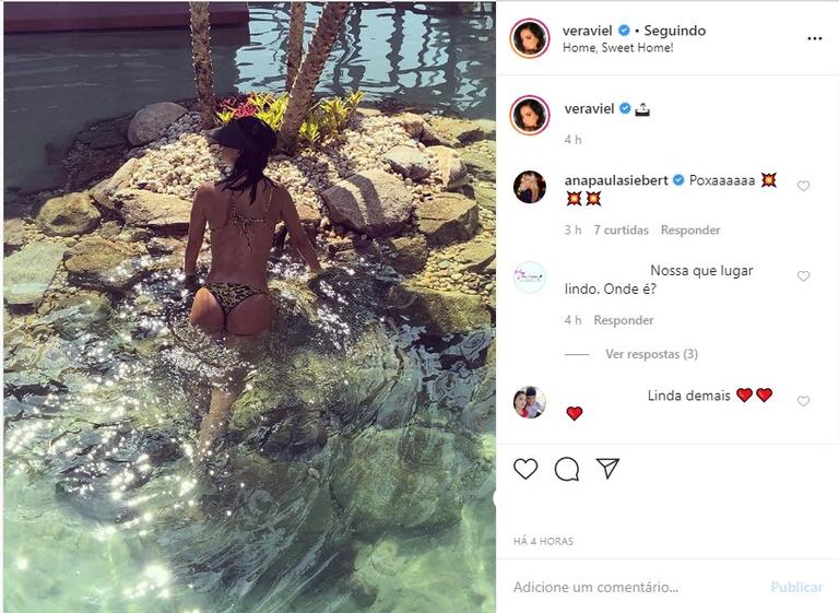 Esposa de Rodrigo Faro, Vera Viel na piscina