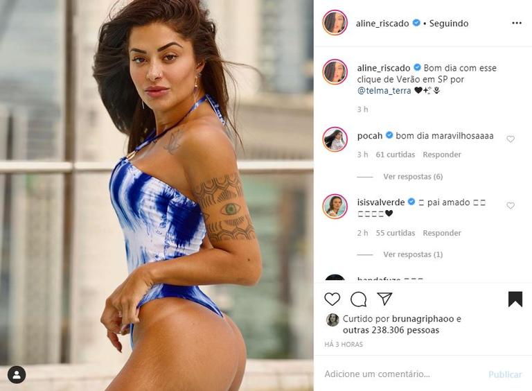 Aline Riscado surge em clique ousado e impressiona