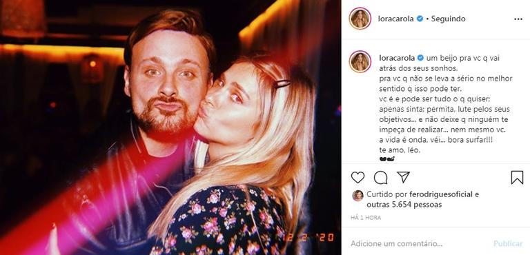 Carolina Dieckmann e Léo Fuchs trocam declarações e encantam