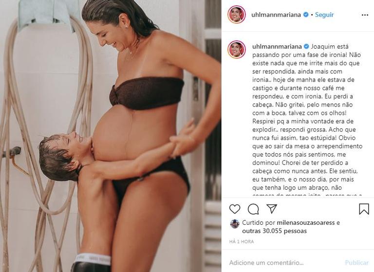 Mariana Uhlmann posta foto com o filho mais velho