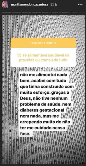 Marília Mendonça fala sobre gravidez e alimentação