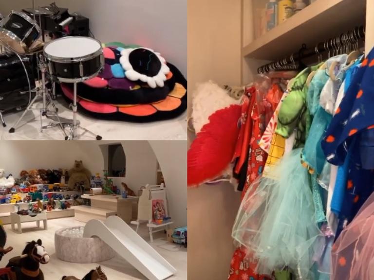 Kim Kardashian faz pequeno tour pelo quarto de brinquedos de seus filhos 