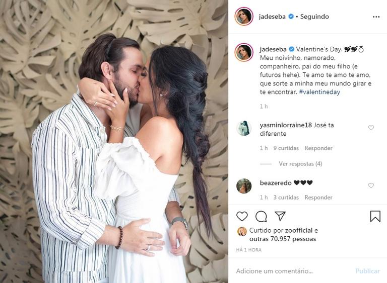 Jade Seba aproveita Valentine's Day e se declara para noivo