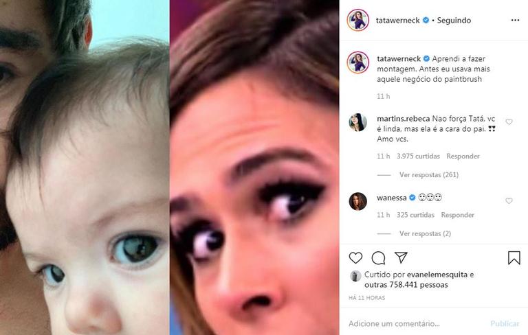 Tata Werneck faz montagem com foto de Clara Maria