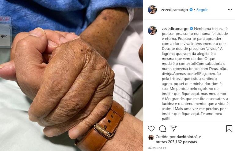 Zezé Di Camargo pede pela recuperação do pai