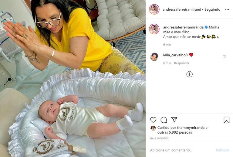 Andressa Ferreira mostra momento íntimo do filho com a avó