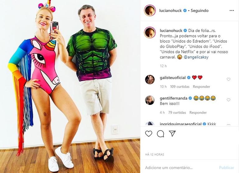 Luciano Huck e Angélica em Carnaval