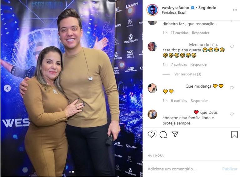 Wesley Safadão com a mãe Dona Bil