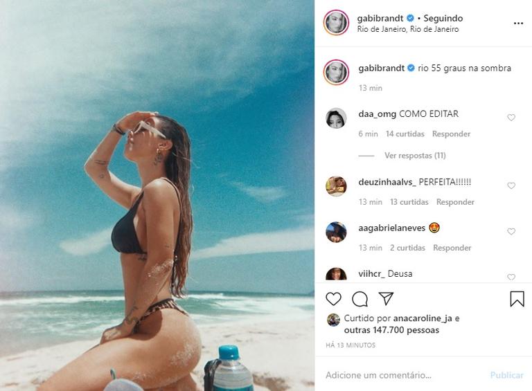 Gabi Brandt esquenta o clima nas redes com foto de biquíni