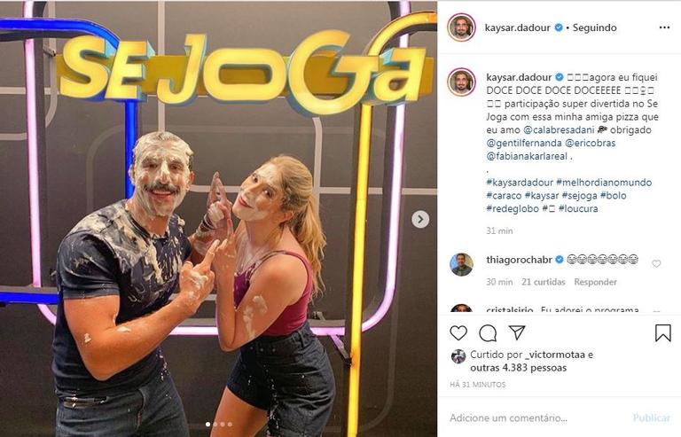 O ator postou uma foto feita após o ter participado de uma brincadeira com Dani Calabresa