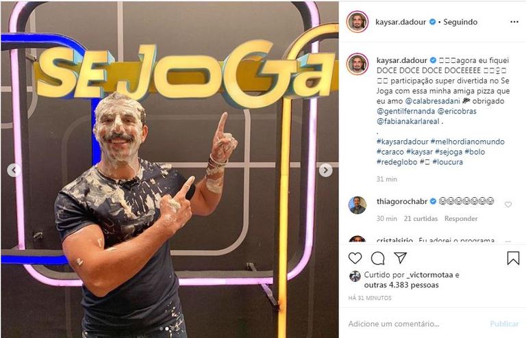 O ator postou uma foto feita após o ter participado de uma brincadeira com Dani Calabresa