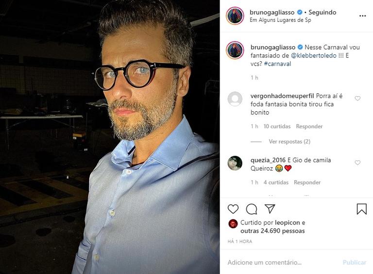 Bruno Gagliasso se fantasia de Klebber Toledo e diverte web