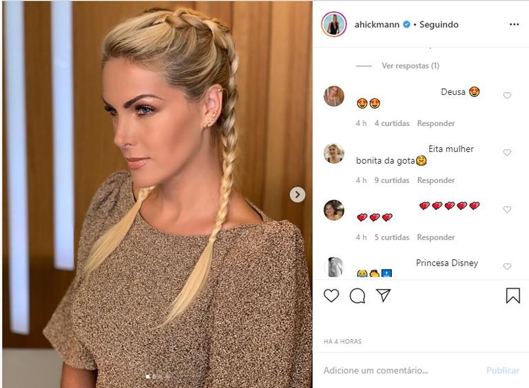 Cabelo de Ana Hickmann com trança