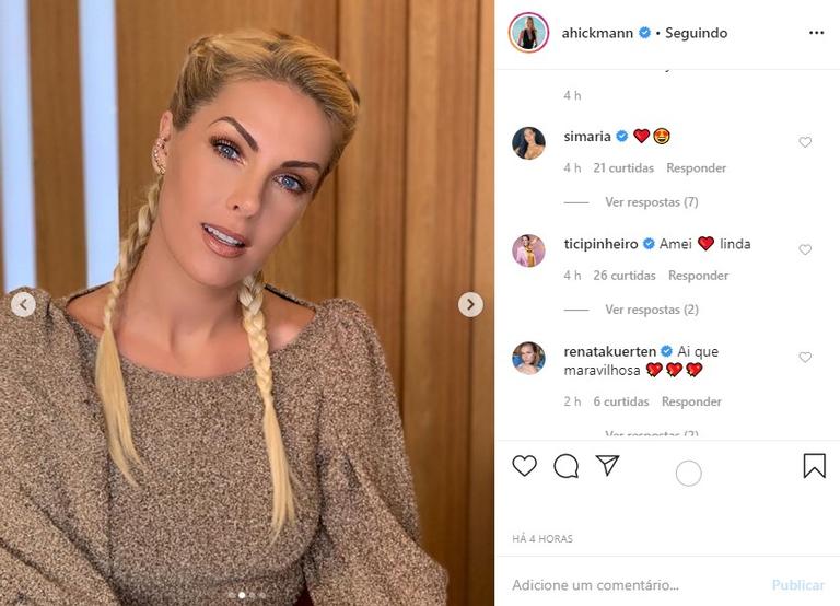 Cabelo de Ana Hickmann com trança