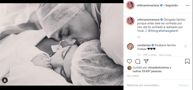 Mariana Uhlmann encanta a web ao compartilhar foto do filho recém-nascido, Vicente