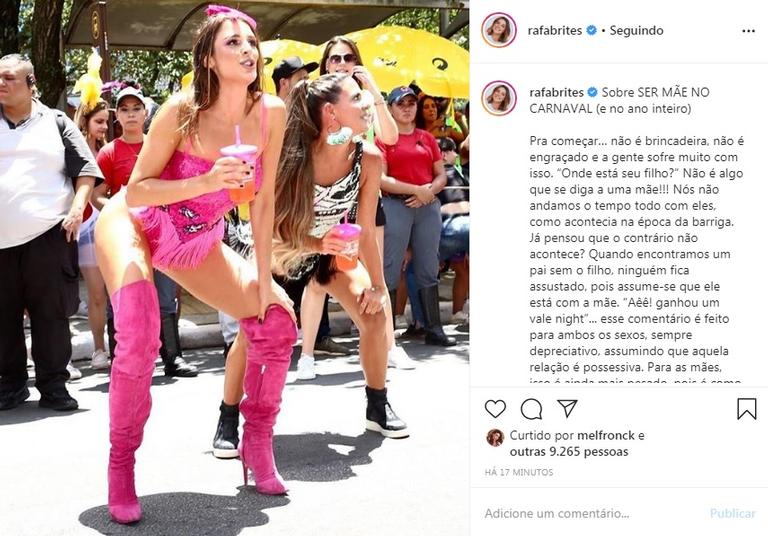 Rafa Brites desabafa sobre maternidade durante o Carnaval