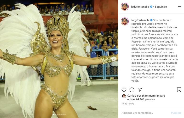 Antonia Fontenelle se emociona ao ver o ex-marido em desfile