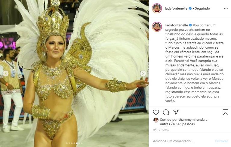 Antonia Fontenelle se emociona ao ver o ex-marido em desfile