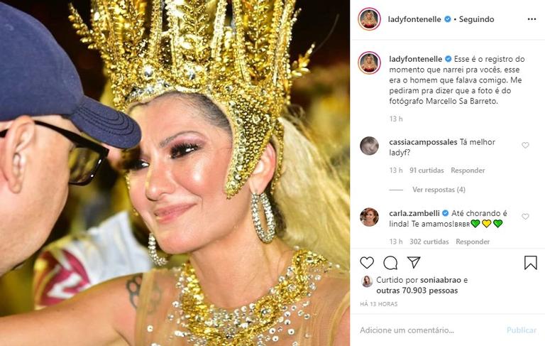 Antonia Fontenelle se emociona ao ver o ex-marido em desfile