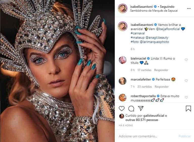 Isabella Santoni mostra seu look de Carnaval e encanta a web