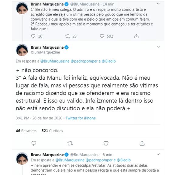 Bruna Marquezine defende Manu Gavassi