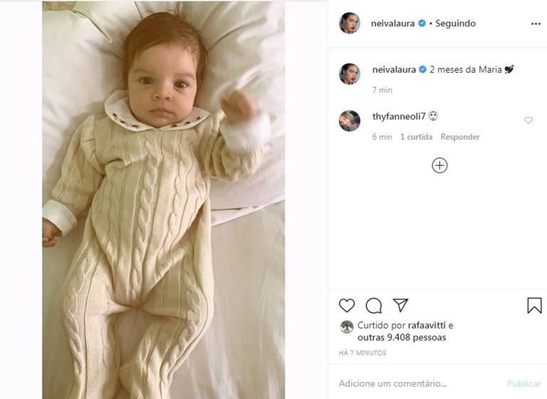 Laura Neiva celebra os dois meses de vida de Maria