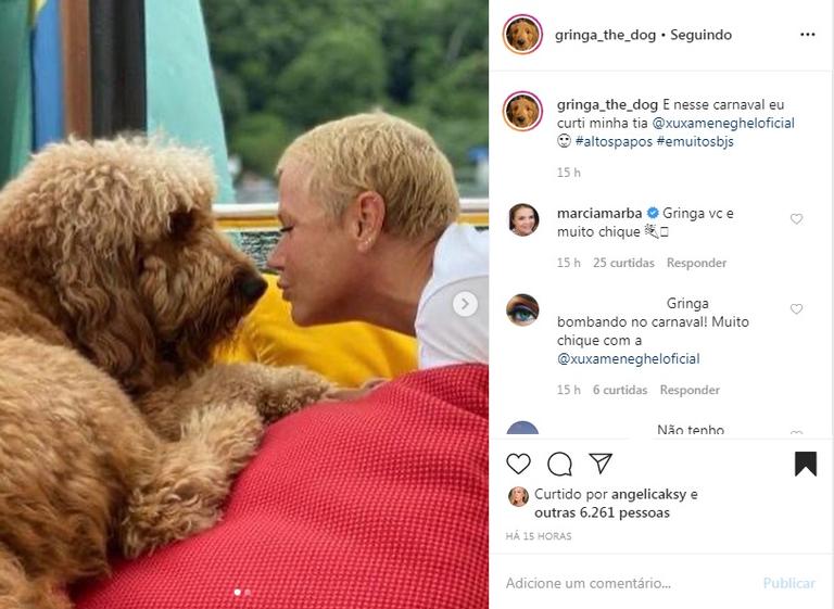 Xuxa Meneghel com cachorrinha de Angélica