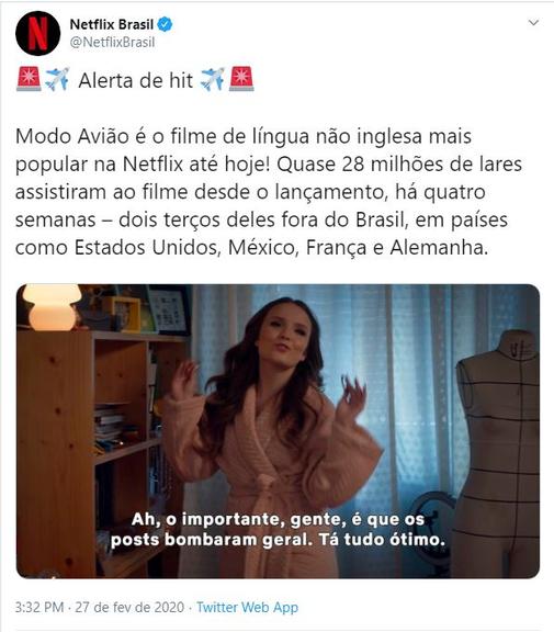 Netflix falando sobre o filme da Larissa Manoela