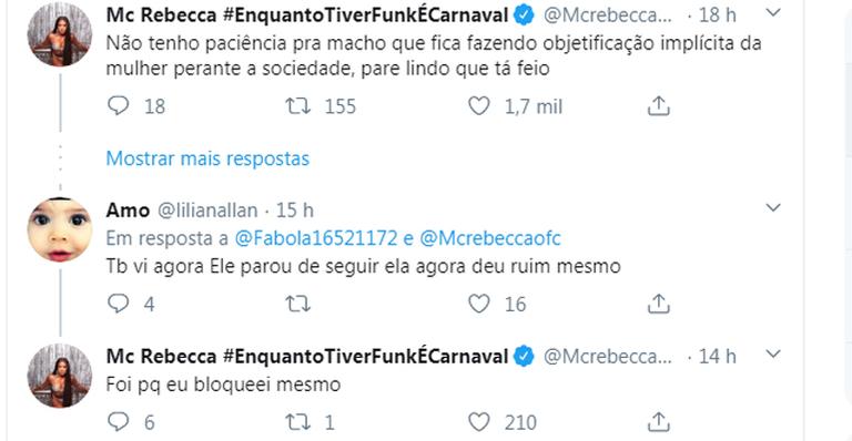 Mc Rebecca fala sobre Nakagima e diz que bloqueou o ex-affair