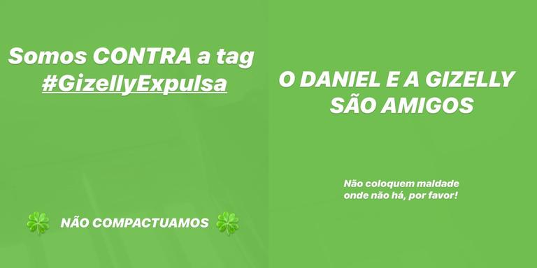 Perfil de Daniel fala sobre o caso de expulsão de Gizelly