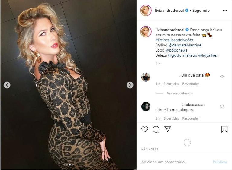 Lívia Andrade de vestido de onça