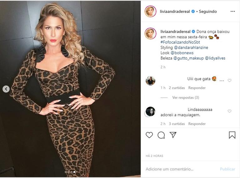 Lívia Andrade de vestido de onça