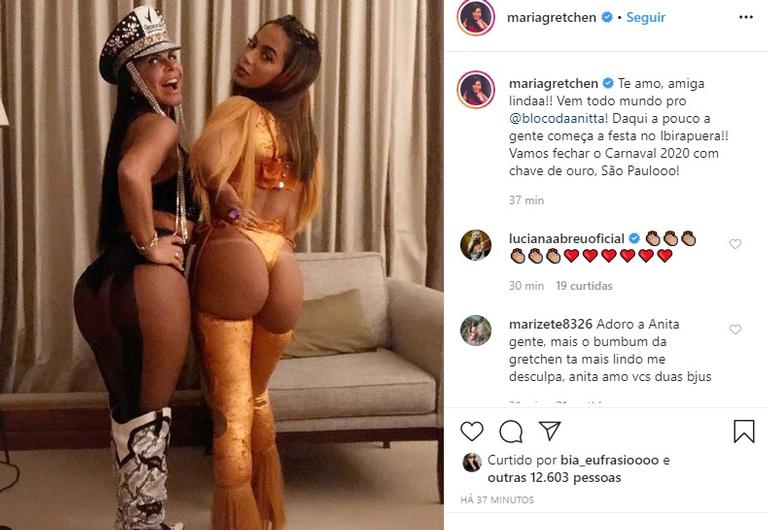 Gretchen se prepara para Bloco da Anitta