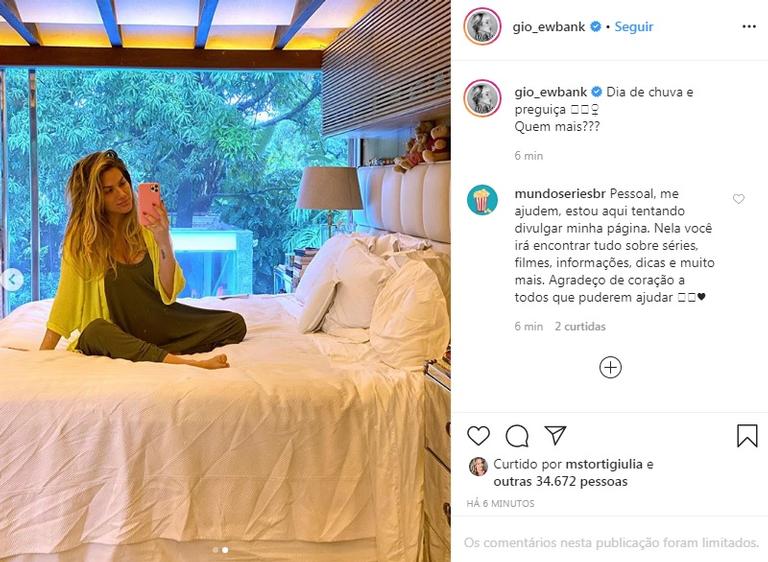 Giovanna Ewbank curte dia de preguiça