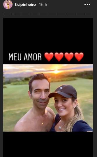 Ticiane Pinheiro e Cesar Tralli sem camisa