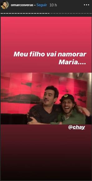 Marcos Veras posa com Chay Suede e brinca sobre namoro dos filhos