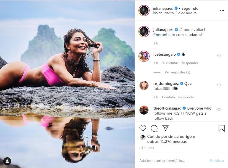 Juliana Paes relembra viagem para Fernando de Noronha