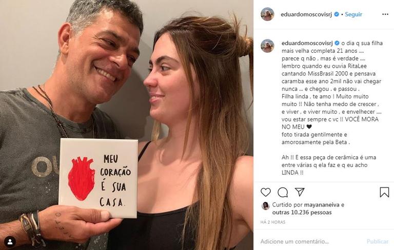 Eduardo Moscovis emociona ao parabenizar a filha mais velha